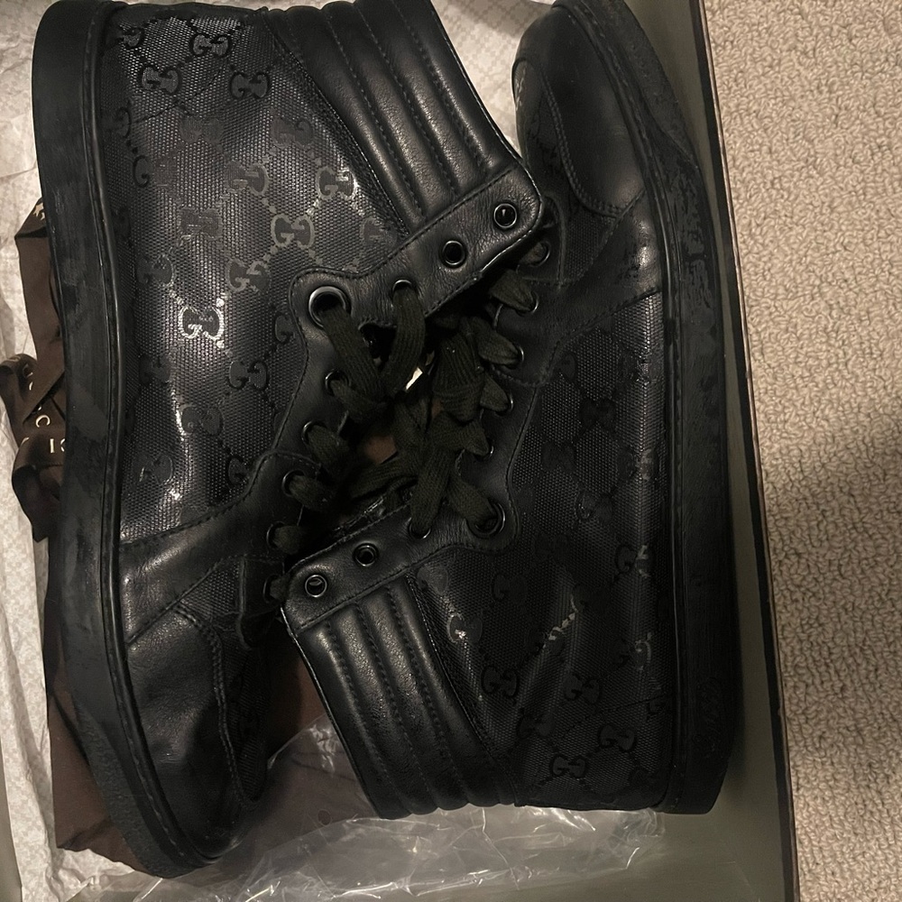 Gucci Black GG Monogram High-Top Sneakers (Men’s Size 10.5 / 44)